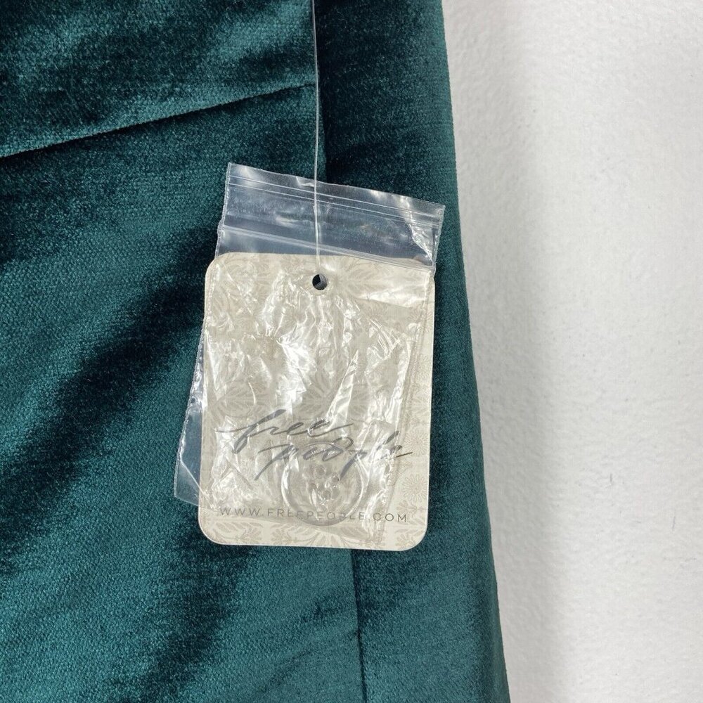 Free People Emerald Green Velvet Sz 4 Walk With You Trouser Flare Pants Mid Rise - Picture 4 of 10